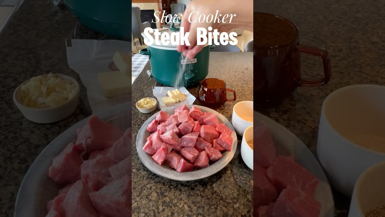 🧄🧈Slow Cooker Steak Bites (GARLIC BUTTER!)