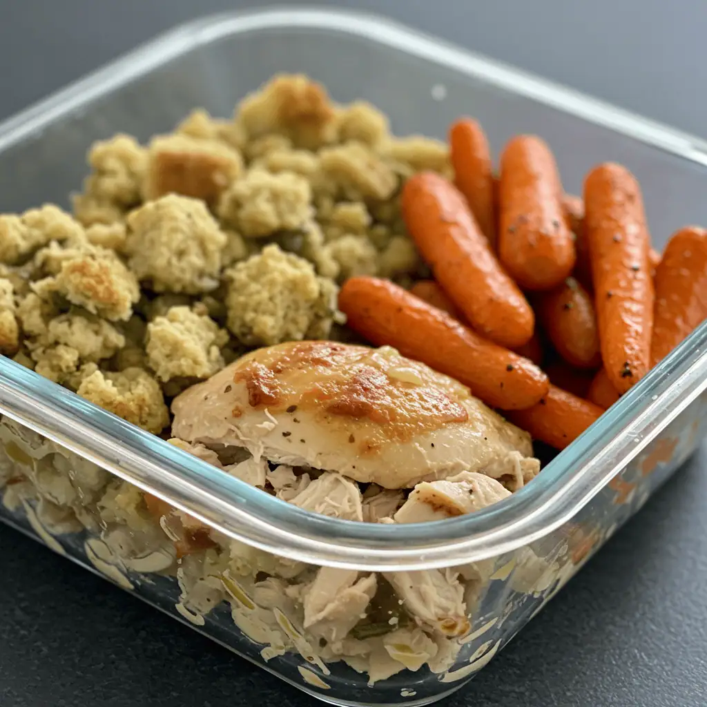 Meal prep with 4 Ingredient Slow Cooker Chicken and Stuffing