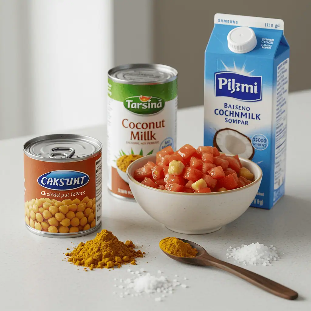Ingredients for easy chickpea curry 5 ingredients