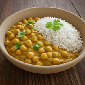 Easy chickpea curry 5 ingredients with rice