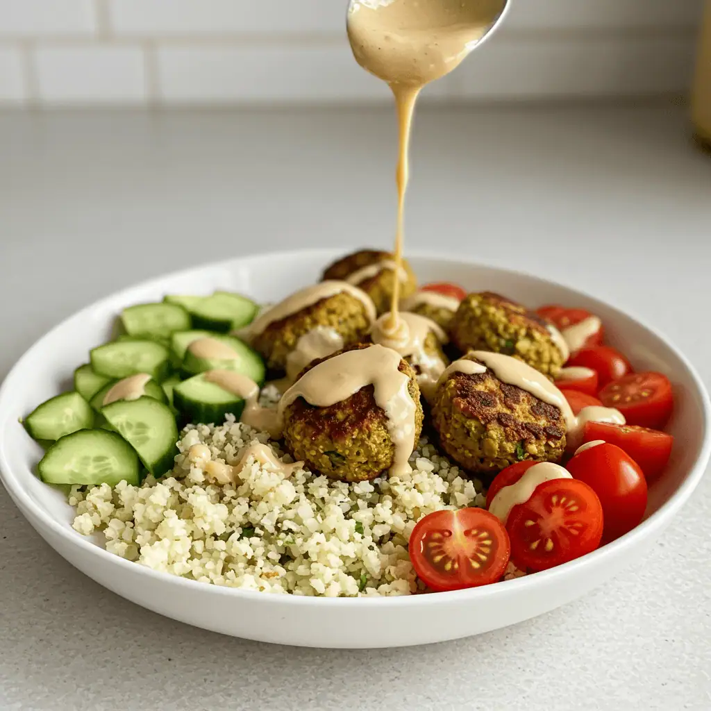 Low-carb kofta bowl with tahini