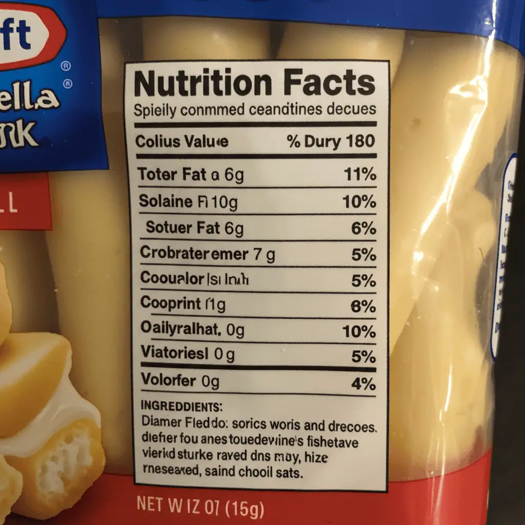 protein content in Kraft mozzarella stick nutrition label