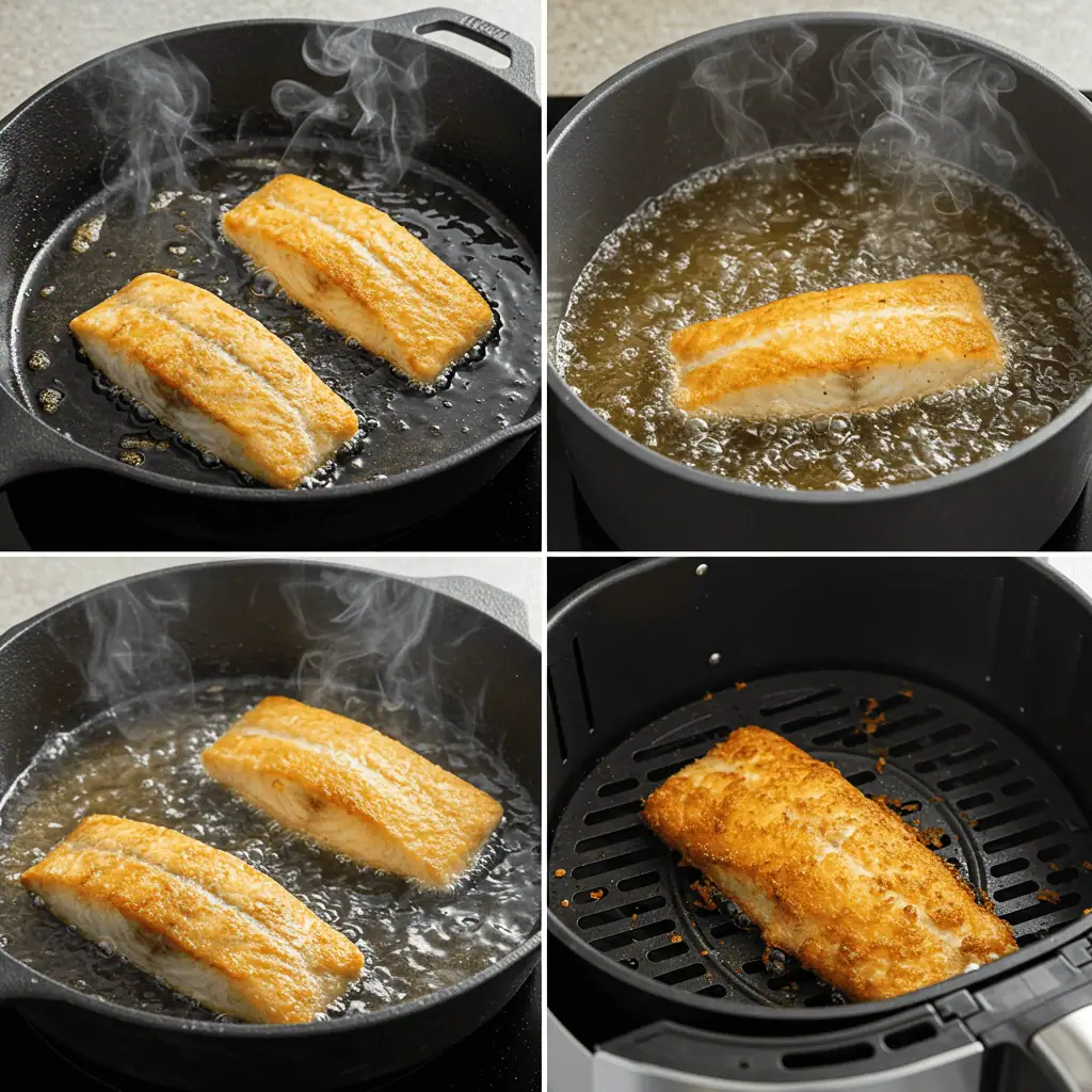 Frying methods for crispy fish fillets