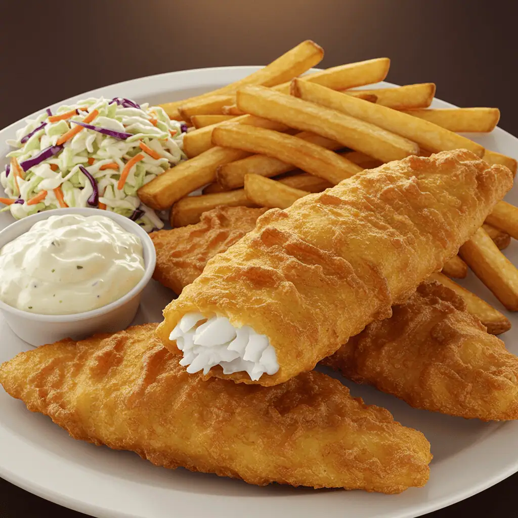 Gorton’s fish fillets served with fries and coleslaw
