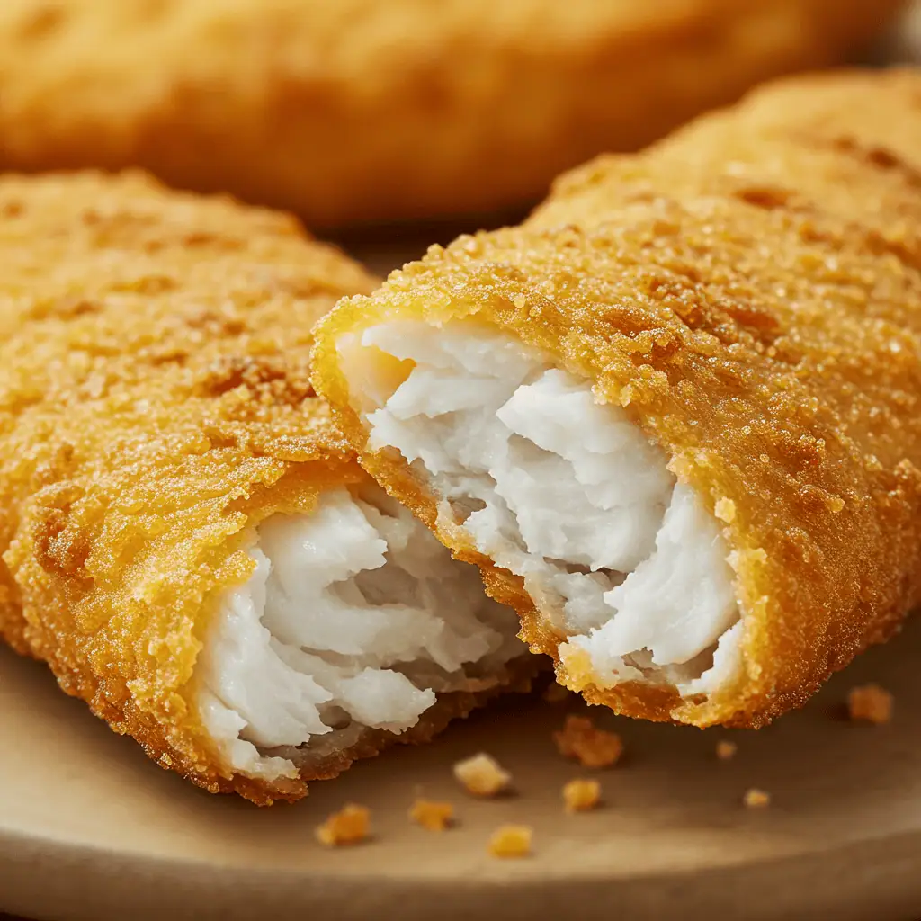 Inside of cooked air fryer Gorton’s fish fillet