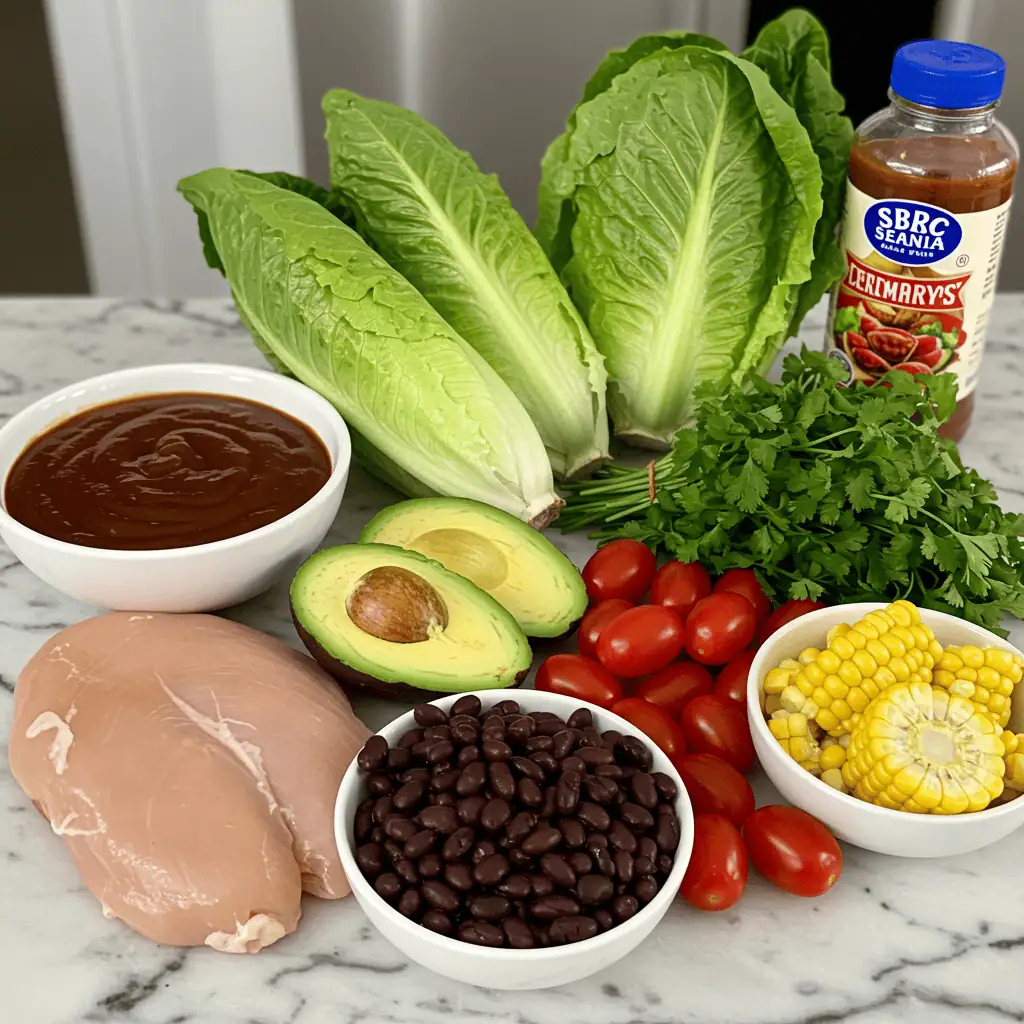 Fresh ingredients for BBQ Chicken Skewer Salad