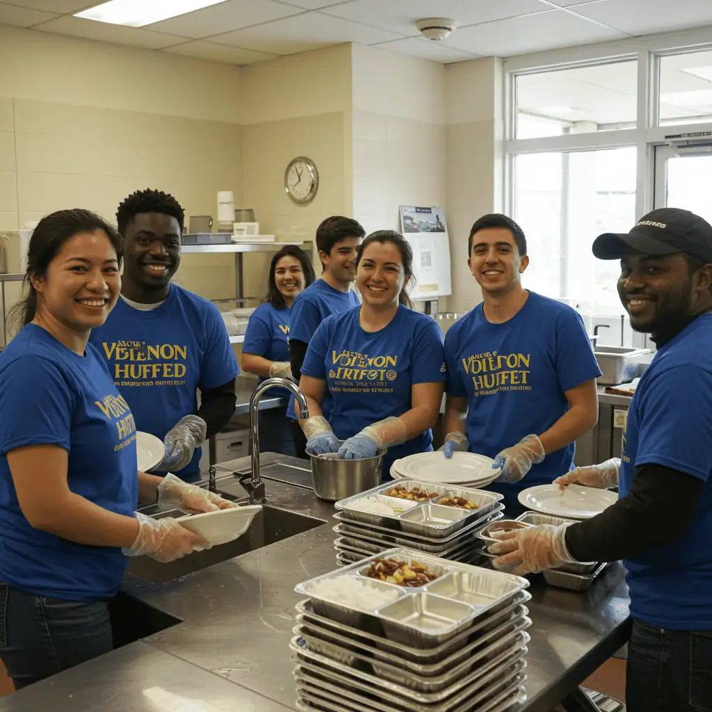Volunteers cleaning and organizing at Boynton soup kitchen