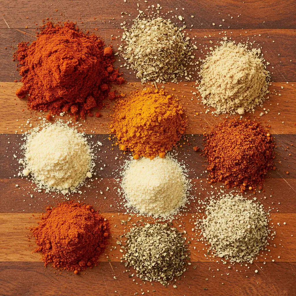 Homemade dry rub spice mix ingredients for chicken wings