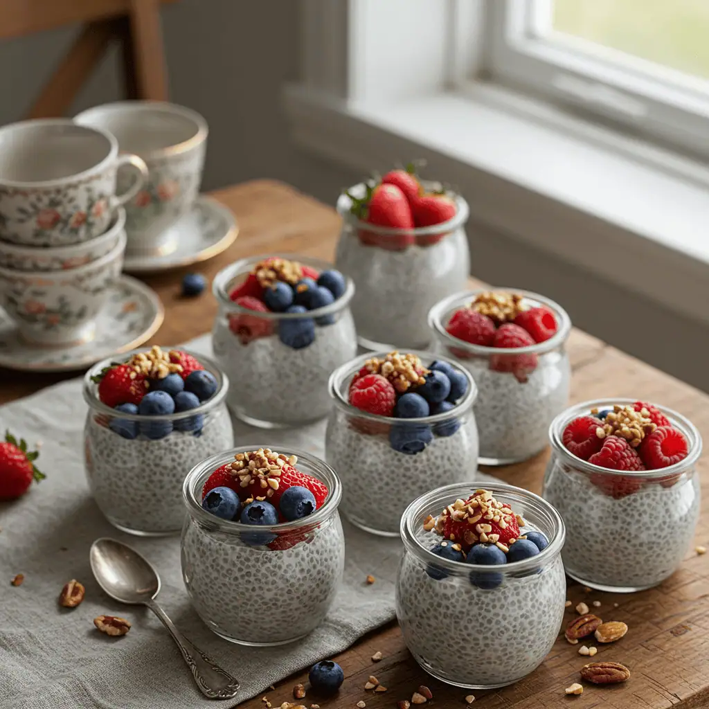 Coconut chia pudding jars for keto dessert