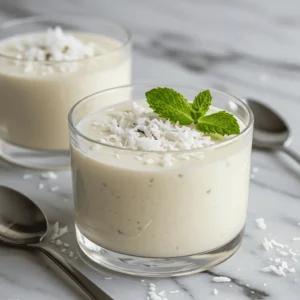 Coconut milk keto dessert in glass cup