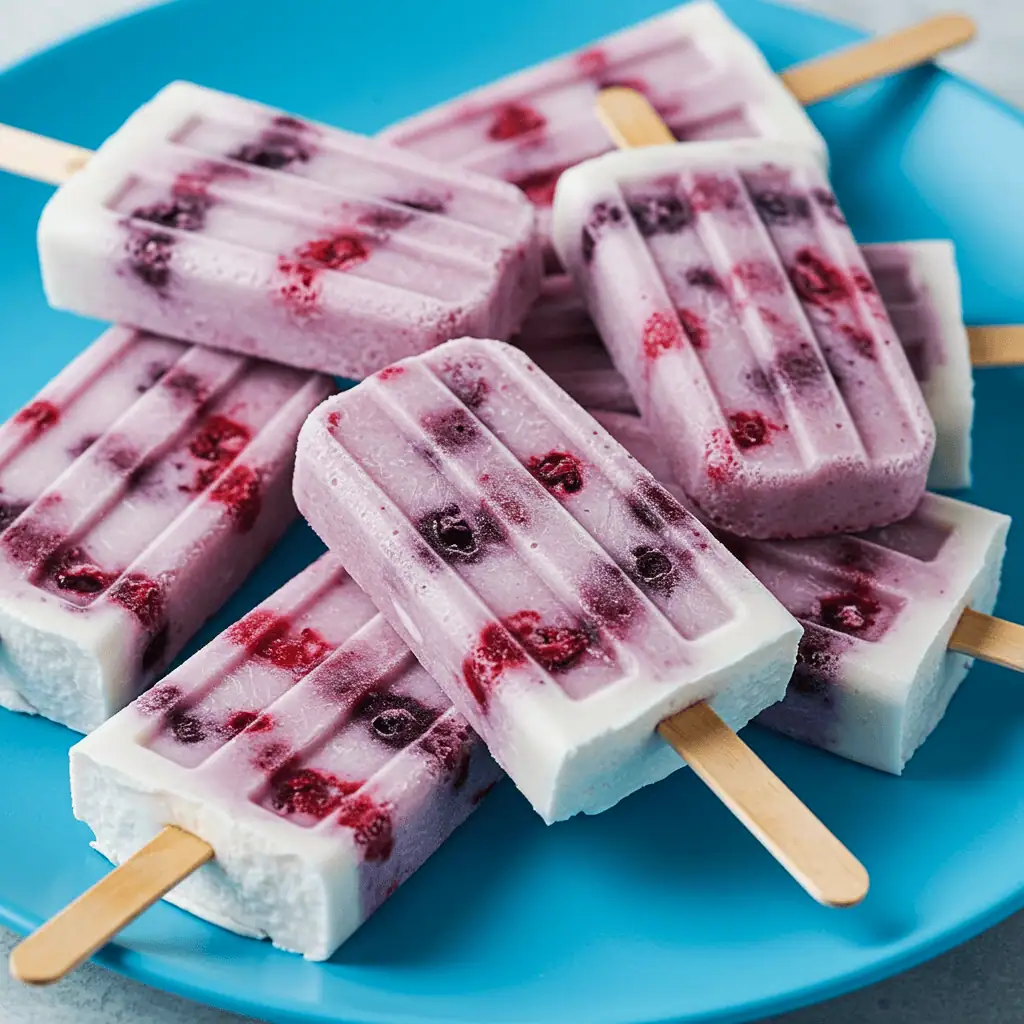 Frozen keto coconut milk berry popsicles