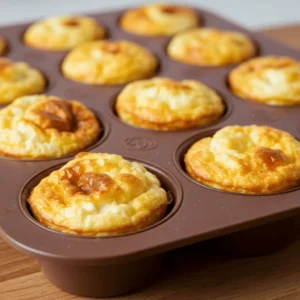 Cottage cheese egg bites in silicone tray fresh from oven