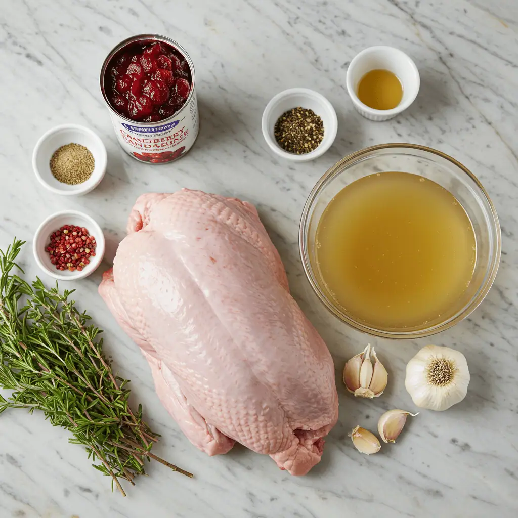 Ingredients for crock pot cranberry turkey tenderloin