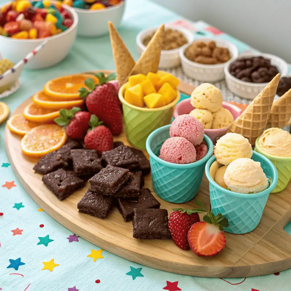 Always ice cream party dessert board presentation