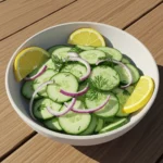 Fresh summer cucumber salad with lemon and herbs