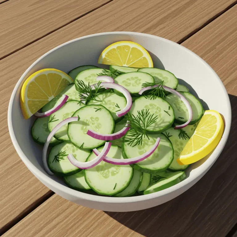 Fresh summer cucumber salad with lemon and herbs