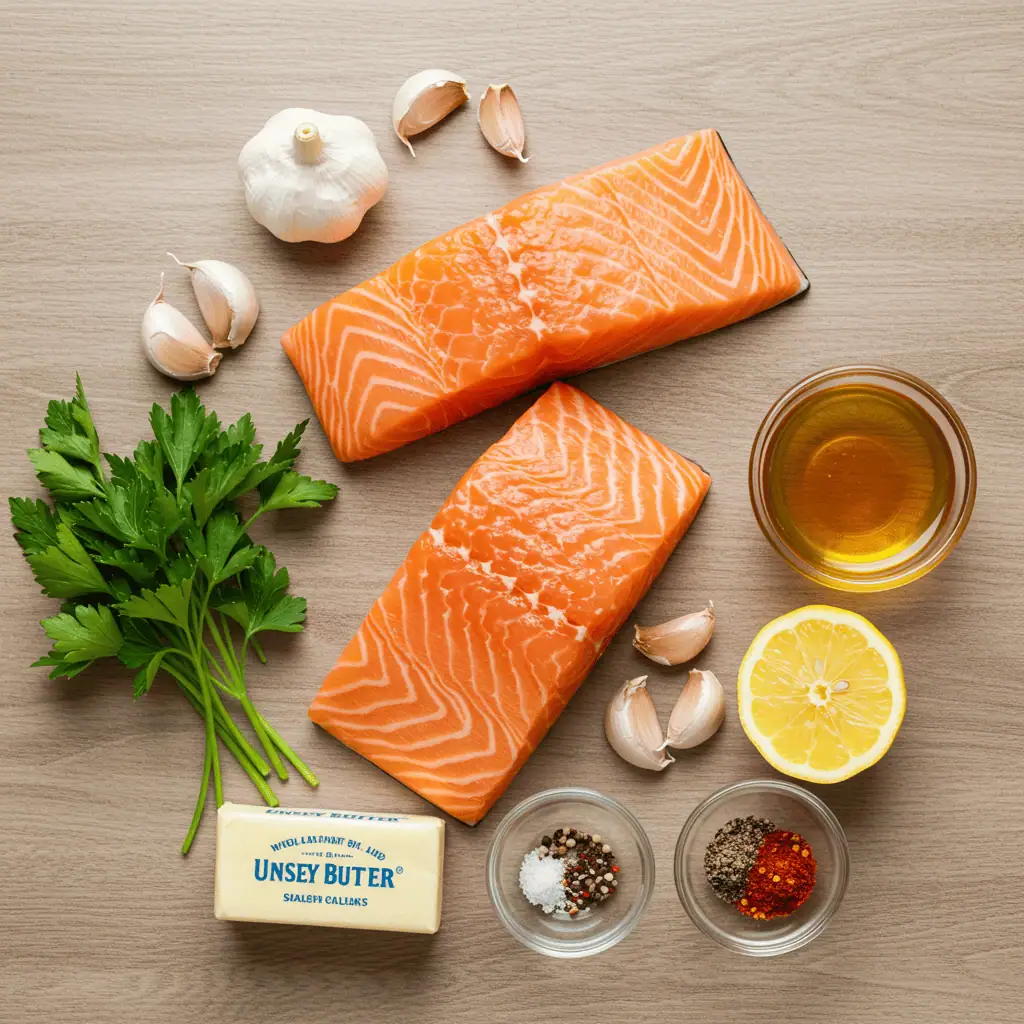 ingredients for honey butter garlic salmon recipe