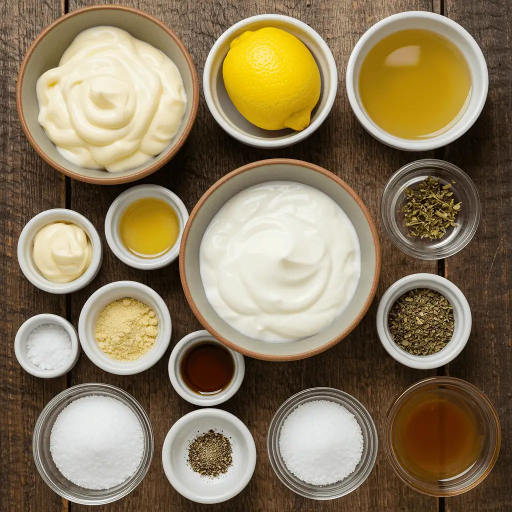 Ingredients for homemade halal white sauce