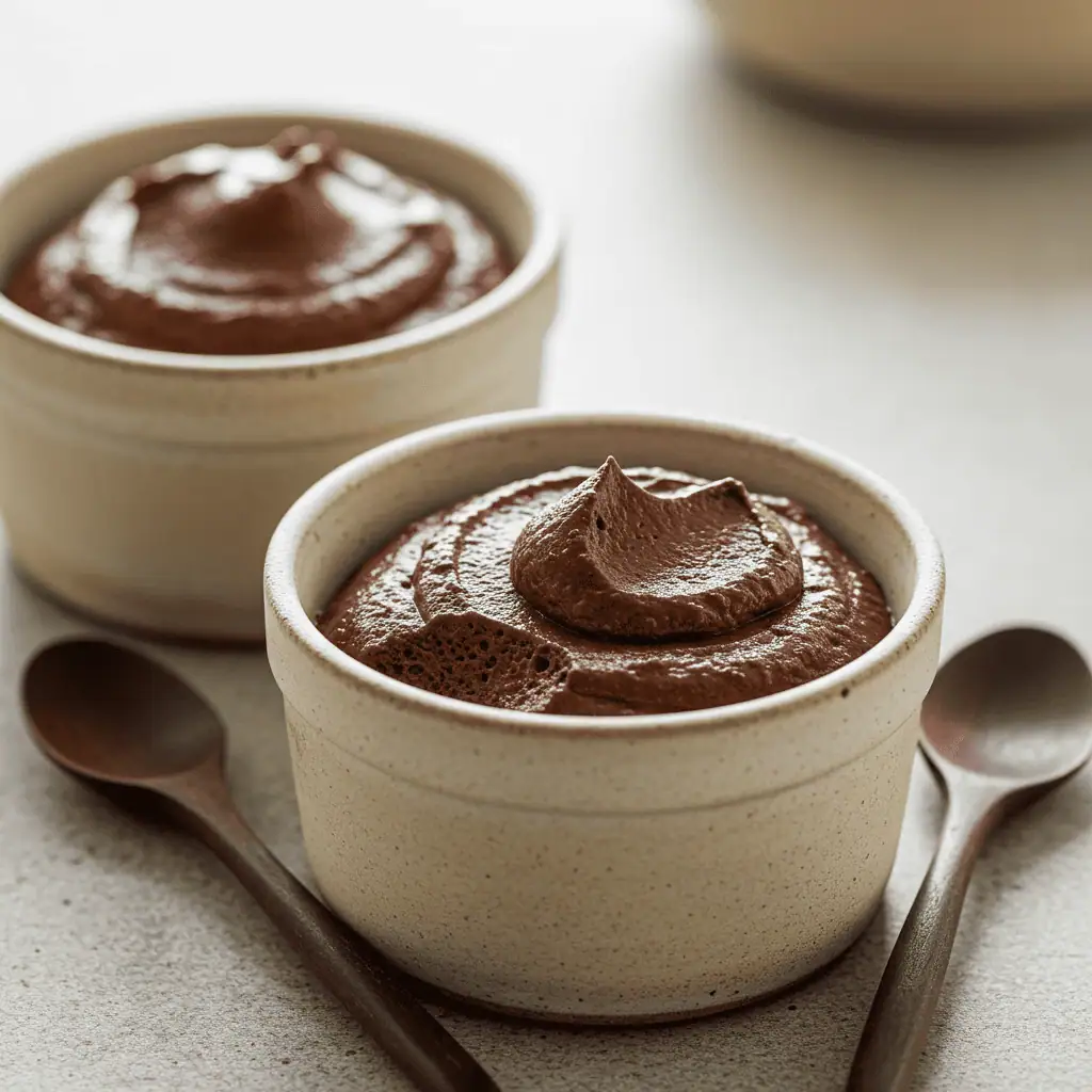 Keto coconut chocolate mousse in bowls
