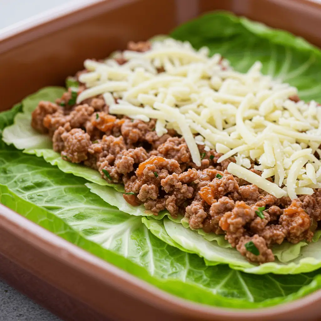 layering cabbage lasagna keto recipe