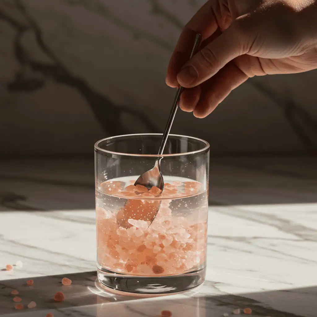 preparing the pink salt diet recipe with Himalayan salt