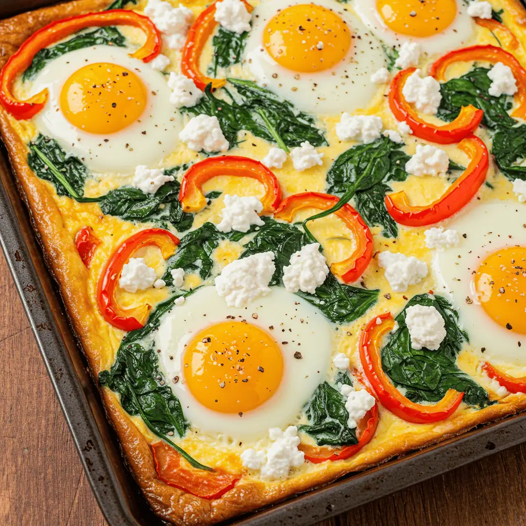 sheet pan eggs with cottage cheese baked to perfection