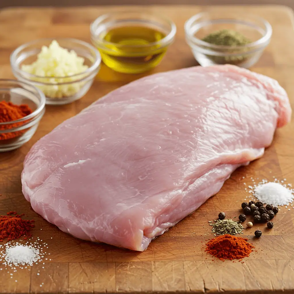 raw turkey tenderloin and crock pot ingredients