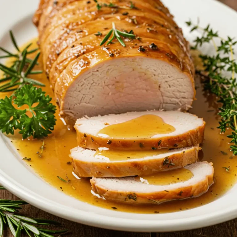 turkey tenderloin in crock pot recipe on serving plate