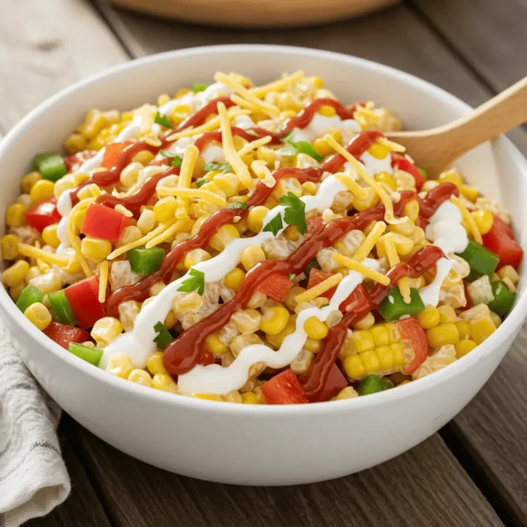 barbecue ranch frito corn salad in bowl close up