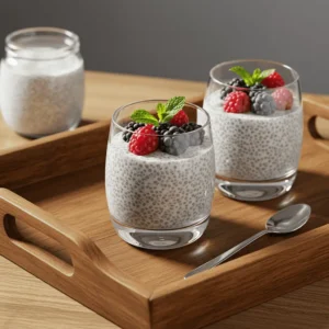 chia pudding with coconut milk and berries