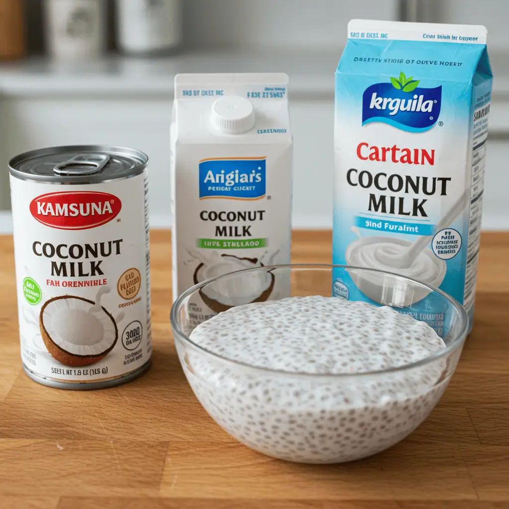canned and carton coconut milk for chia pudding