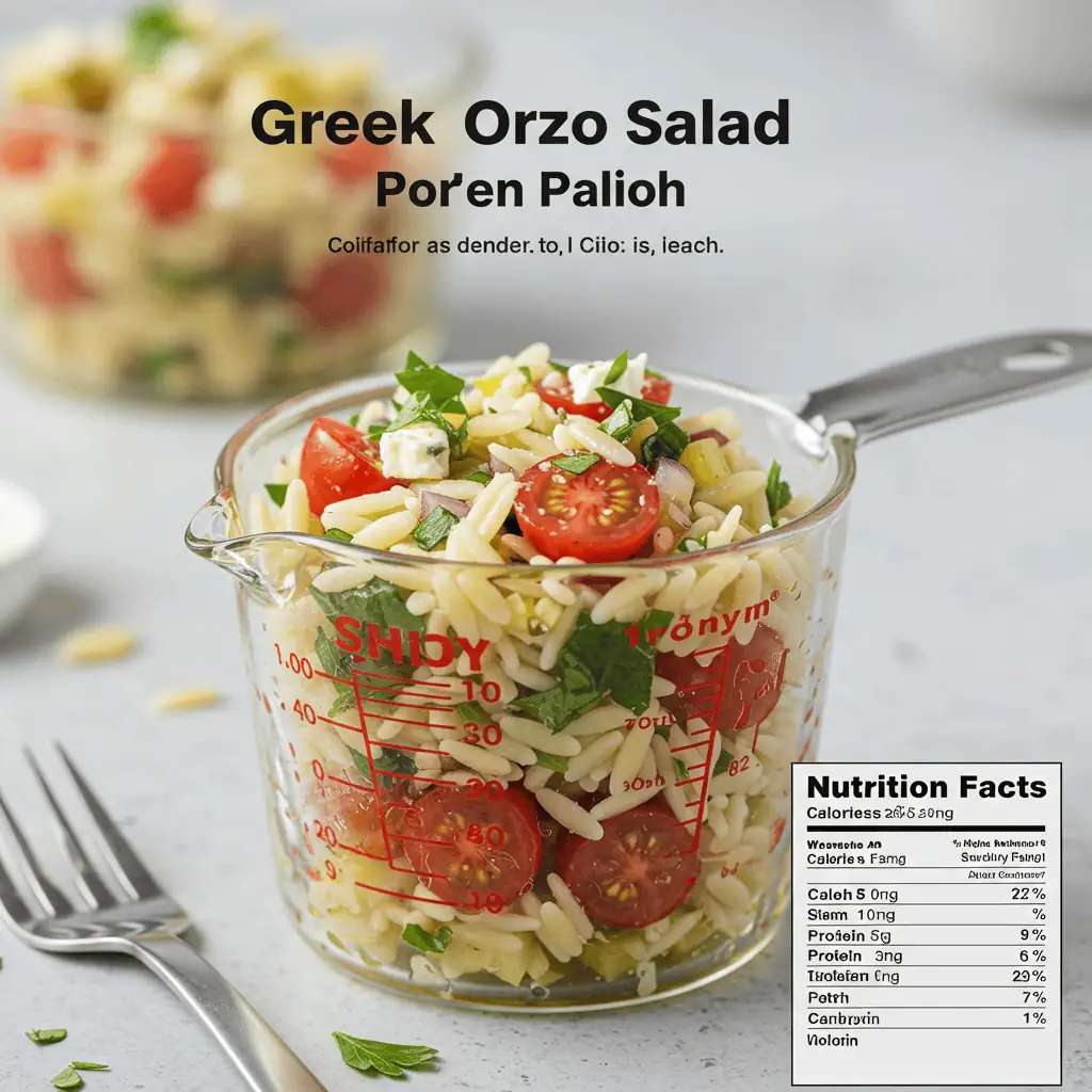 one-cup serving of Greek orzo salad