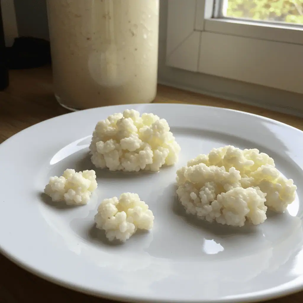 kefir grain growth stages side by side