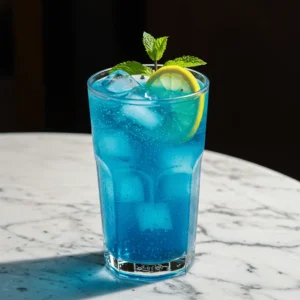 Blue lotus drink recipe with lemon and mint