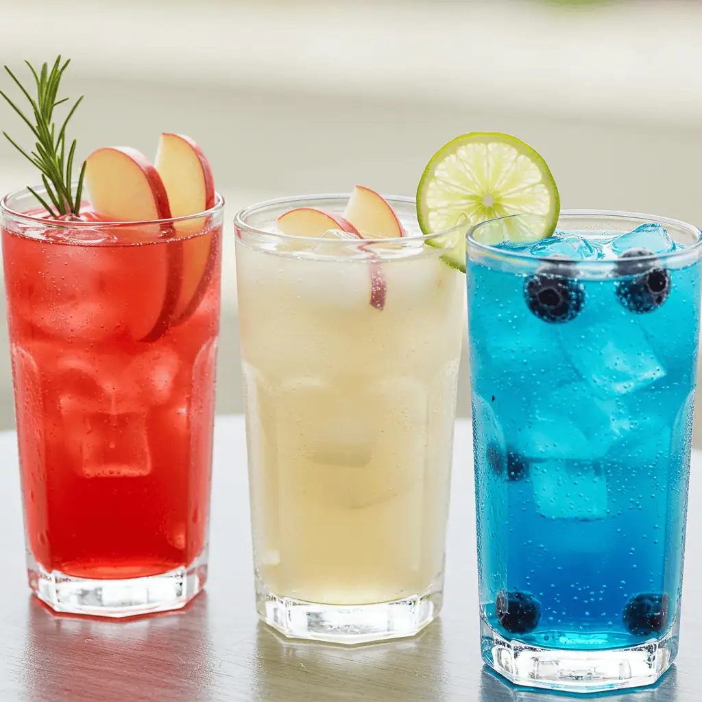 Red, white, and blue lotus energy drinks