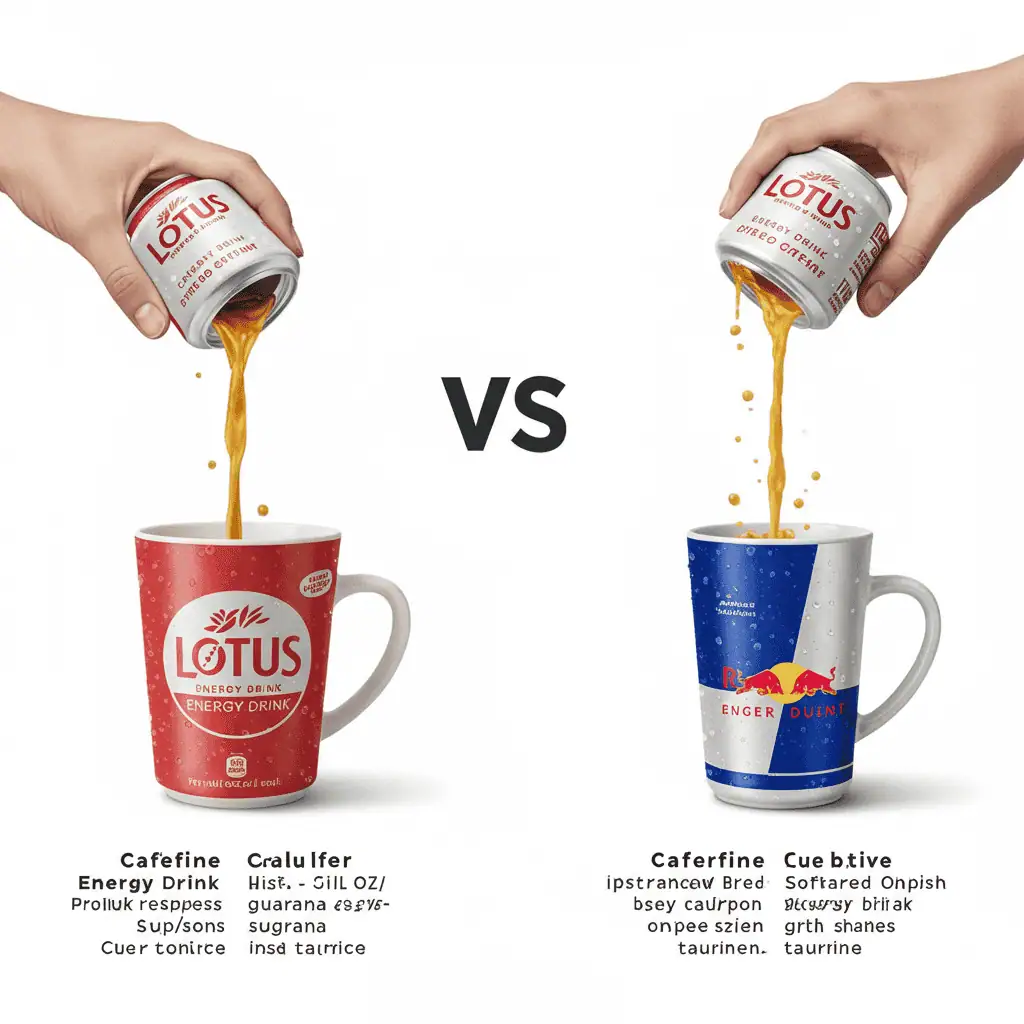 Lotus vs Red Bull nutrition and caffeine comparison