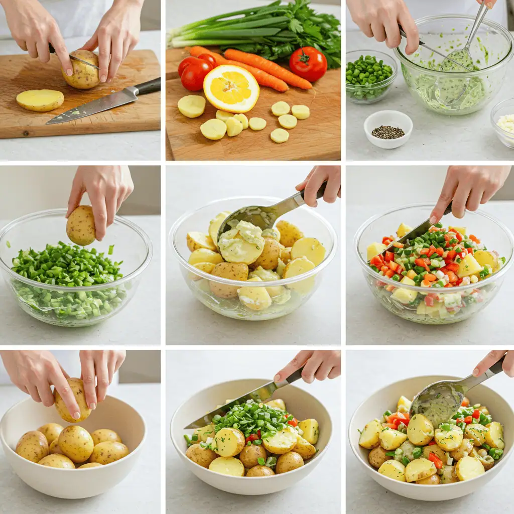 making gluten free potato salad step by step