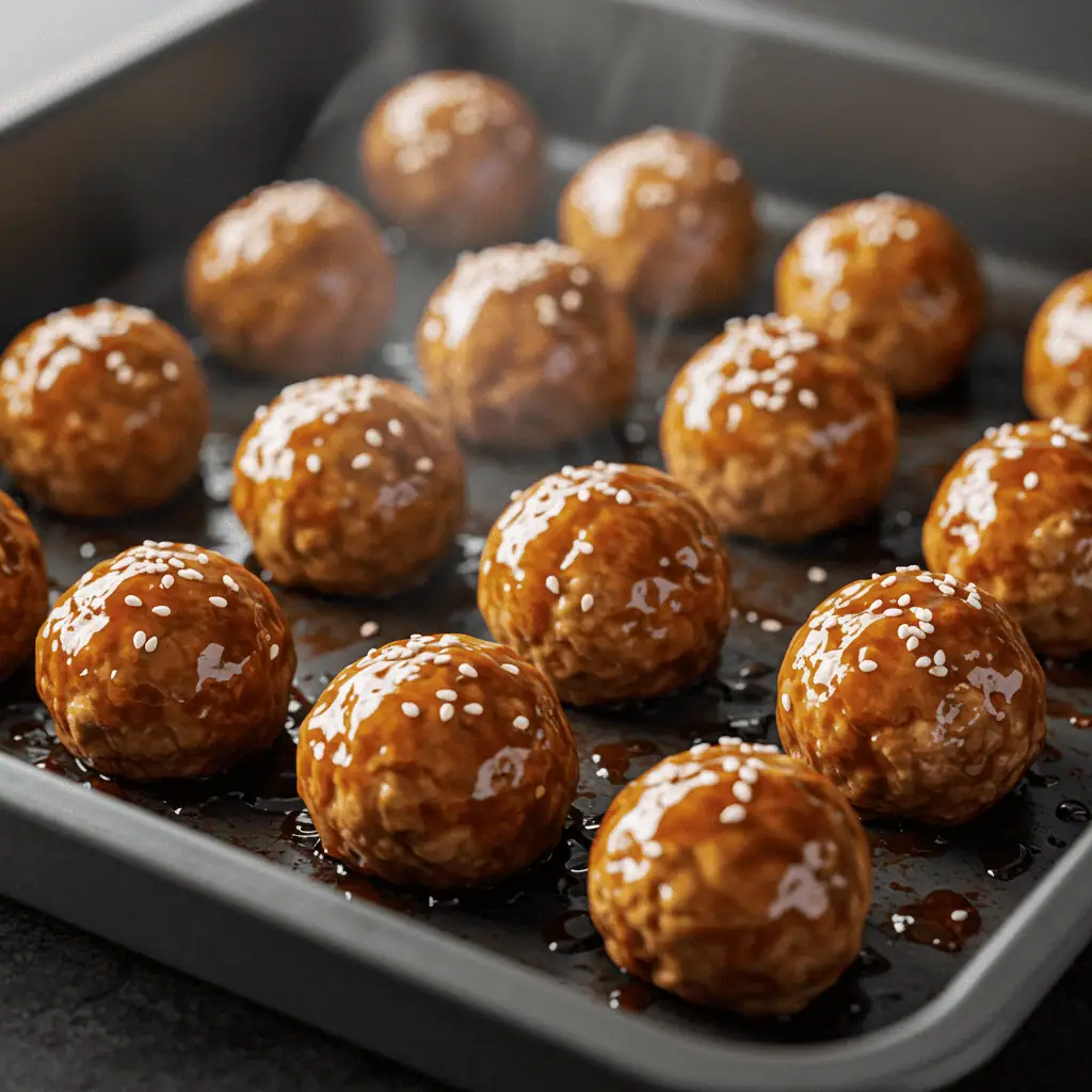 Baked teriyaki chicken meatballs in air fryer