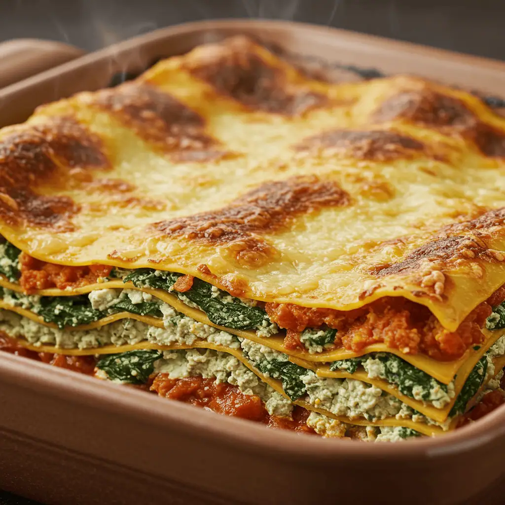 Vegan lasagna for Shavuot made with tofu ricotta