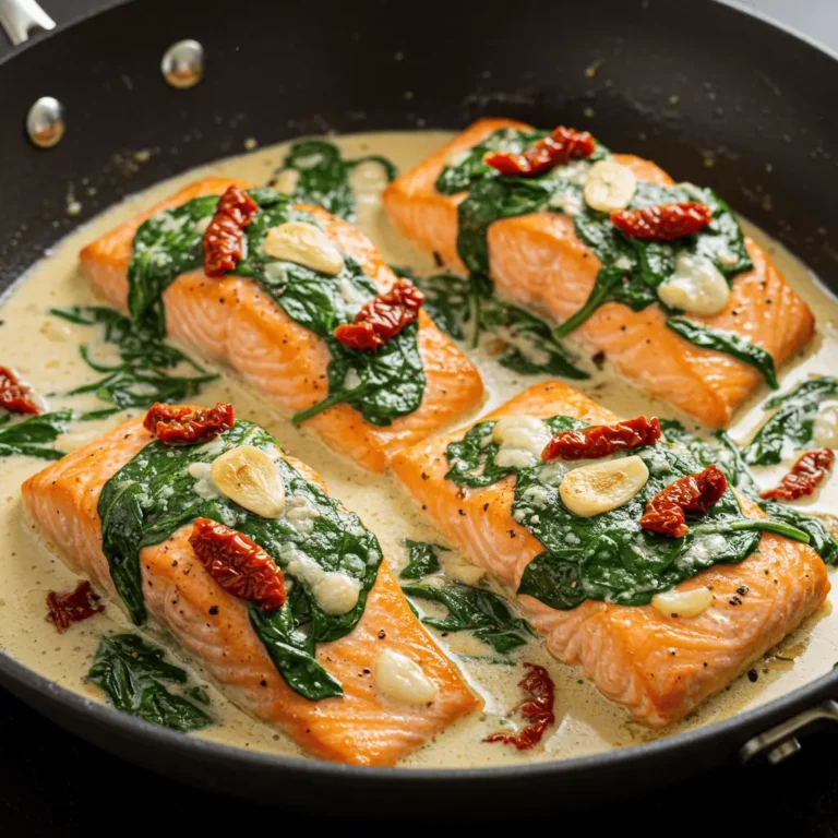 tuscan salmon recipe with creamy garlic sauce