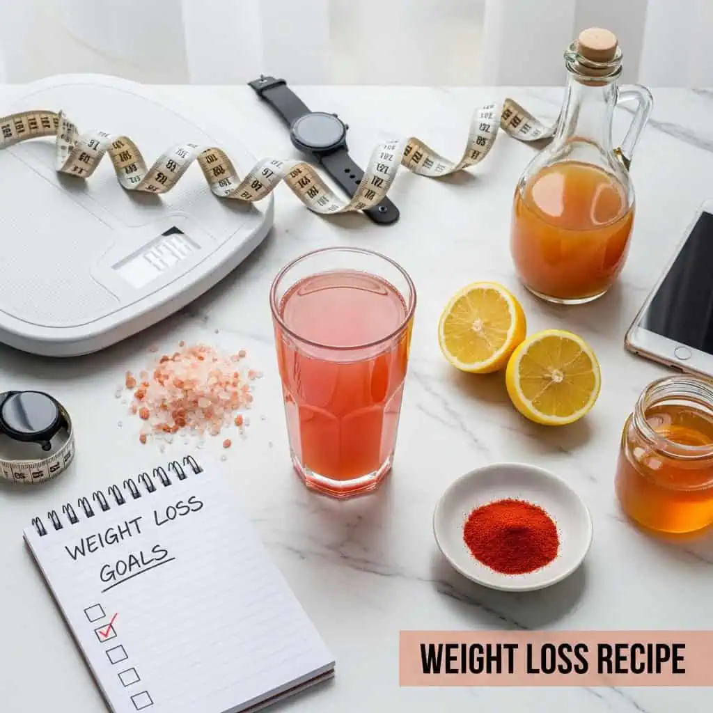 Natural Mounjaro recipe drink with weight loss tracking tools and ingredients for metabolism boost