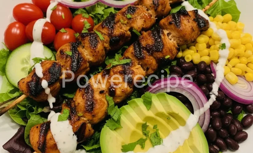 bbq chicken skewer salad