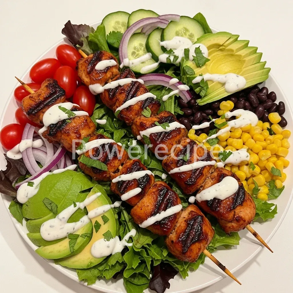 bbq chicken skewer salad