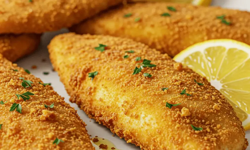 Crispy air fryer frozen Gorton’s fish fillets on plate
