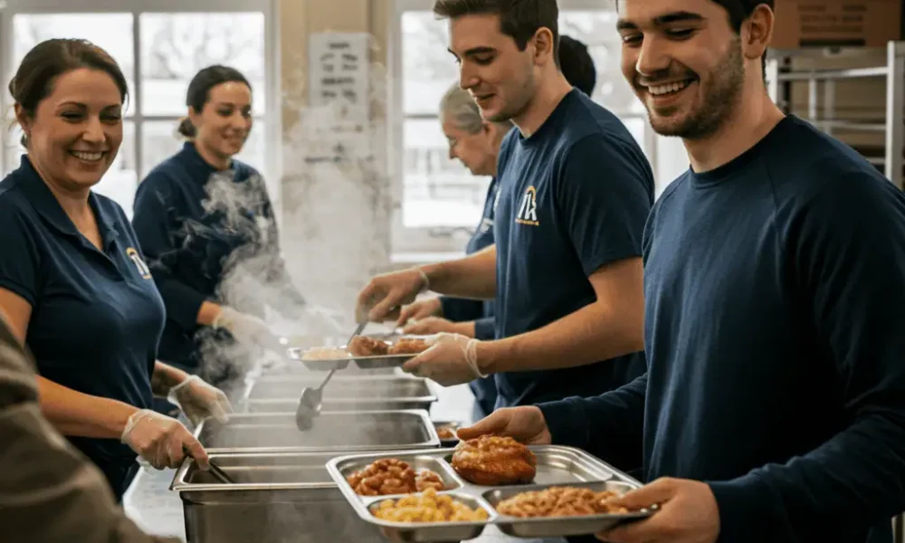 Volunteers serving meals at Boynton soup kitchen