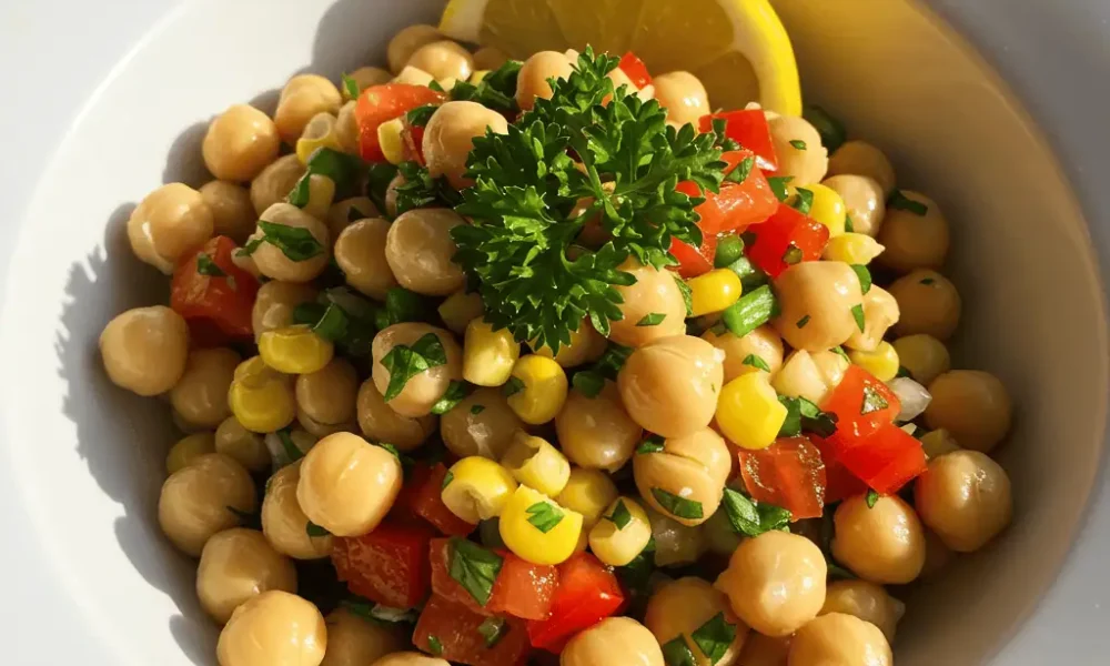 Chickpea salad summer fresh with herbs
