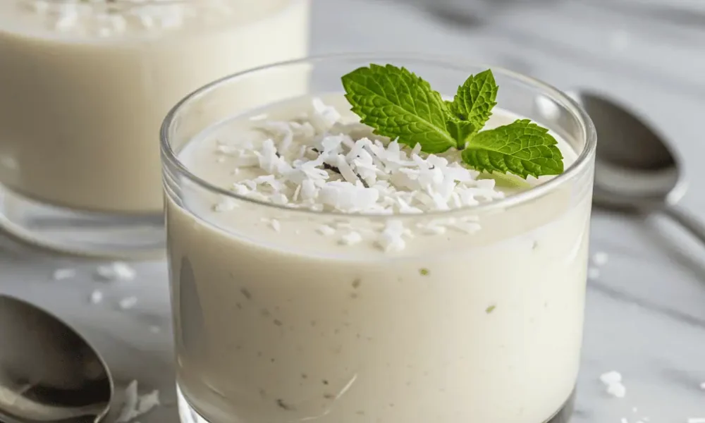 Coconut milk keto dessert in glass cup