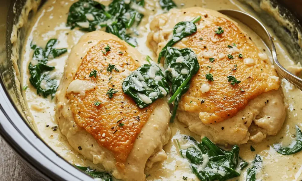 Creamy crockpot keto chicken recipe with parmesan