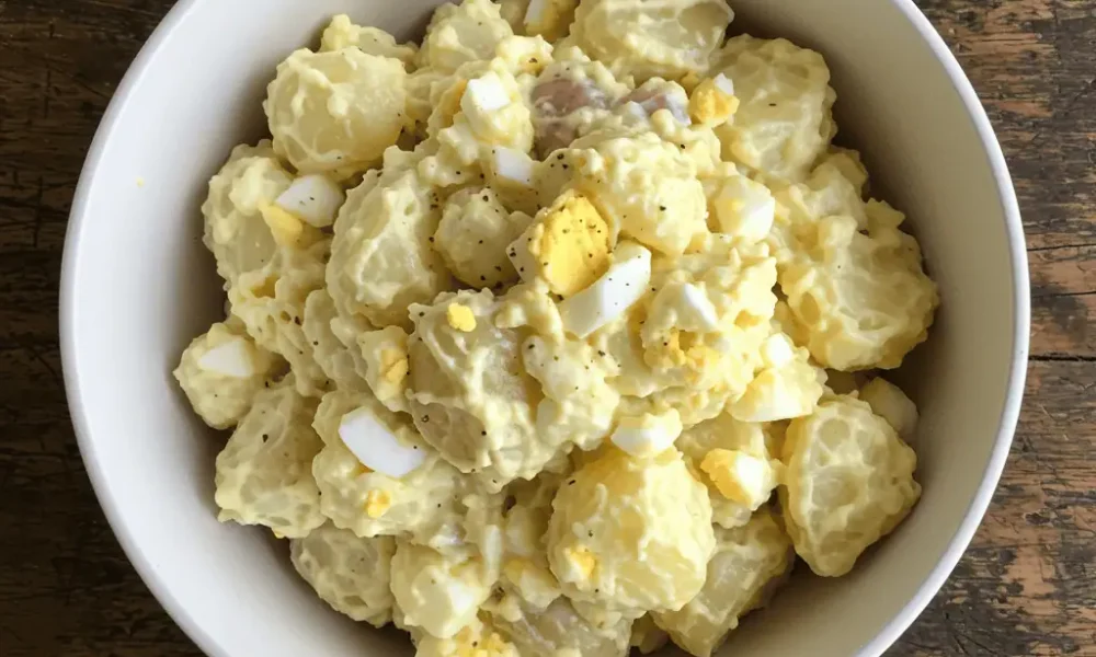 creamy potato salad frozen and thawed in bowl