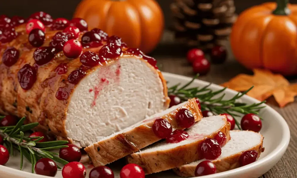 Crock pot cranberry turkey tenderloin with glaze